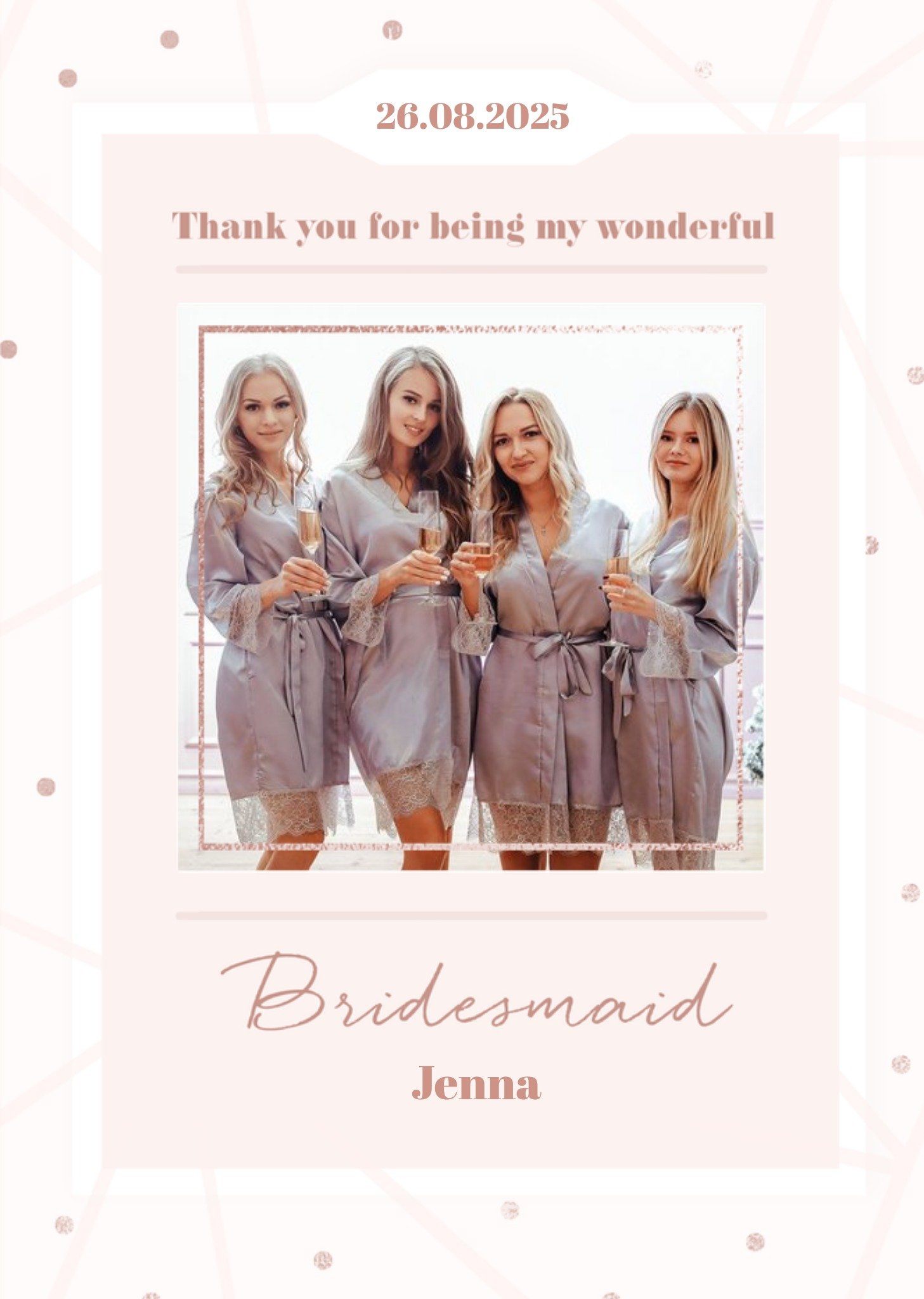 Moonpig Thank You For Being My Bridesmaid Photo Upload Wedding Thank You Card