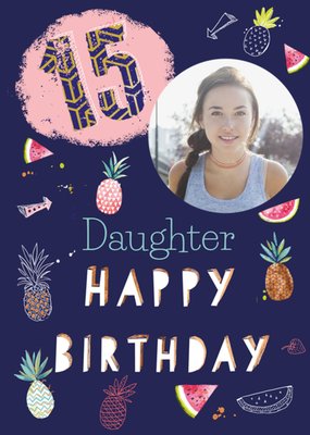 Ling Design Daughter Happy Birthday 15 Today Photo Upload Card