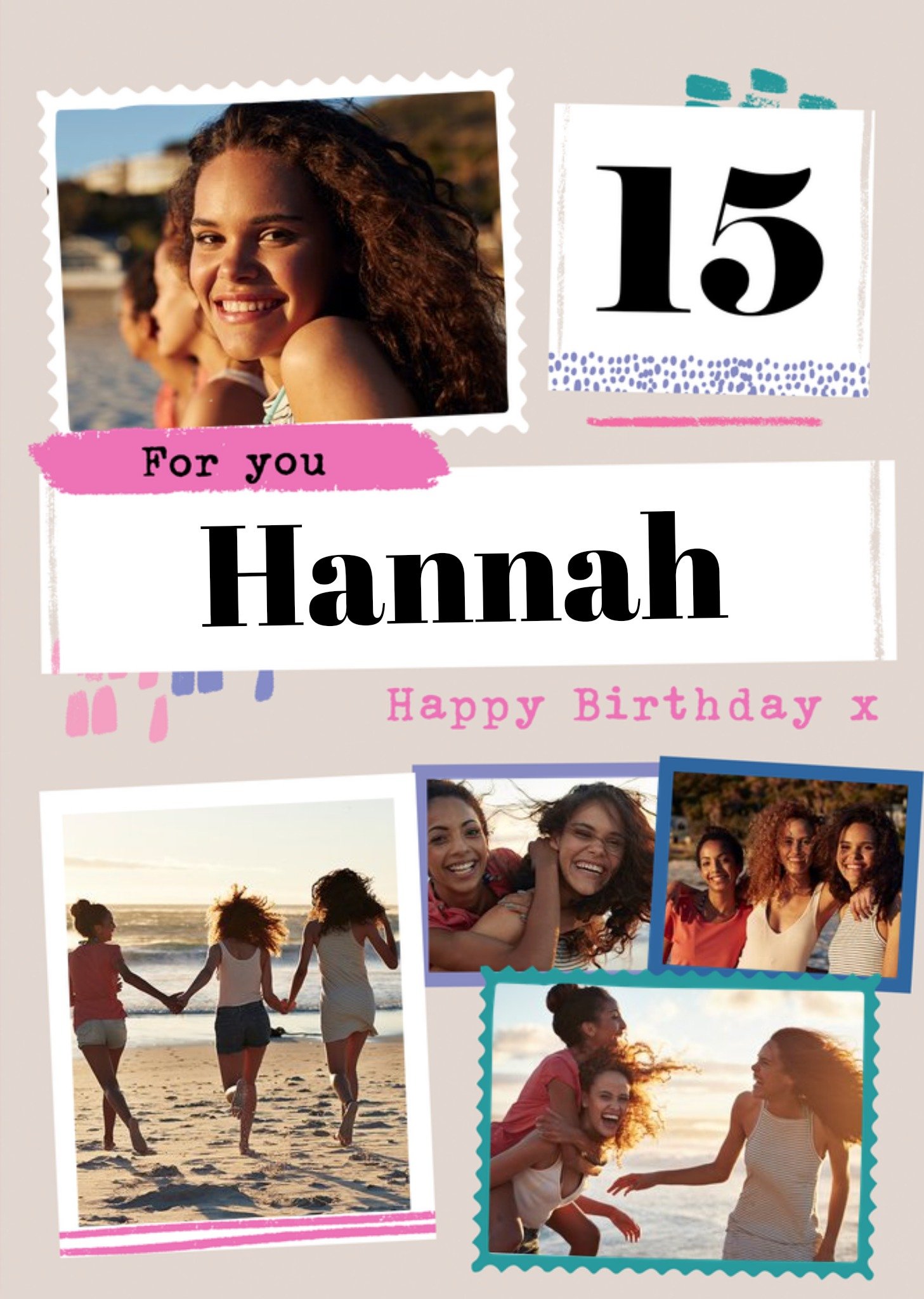 Moonpig Modern Photo Upload Collage Birthday Age Card