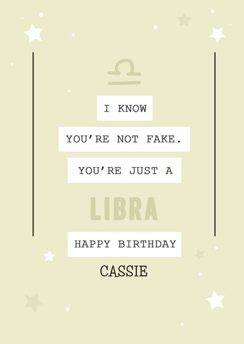 Libra Zodiac Birthday Card