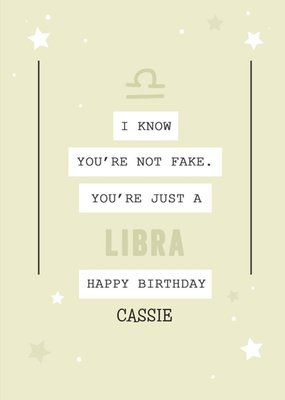 Libra Zodiac Birthday Card