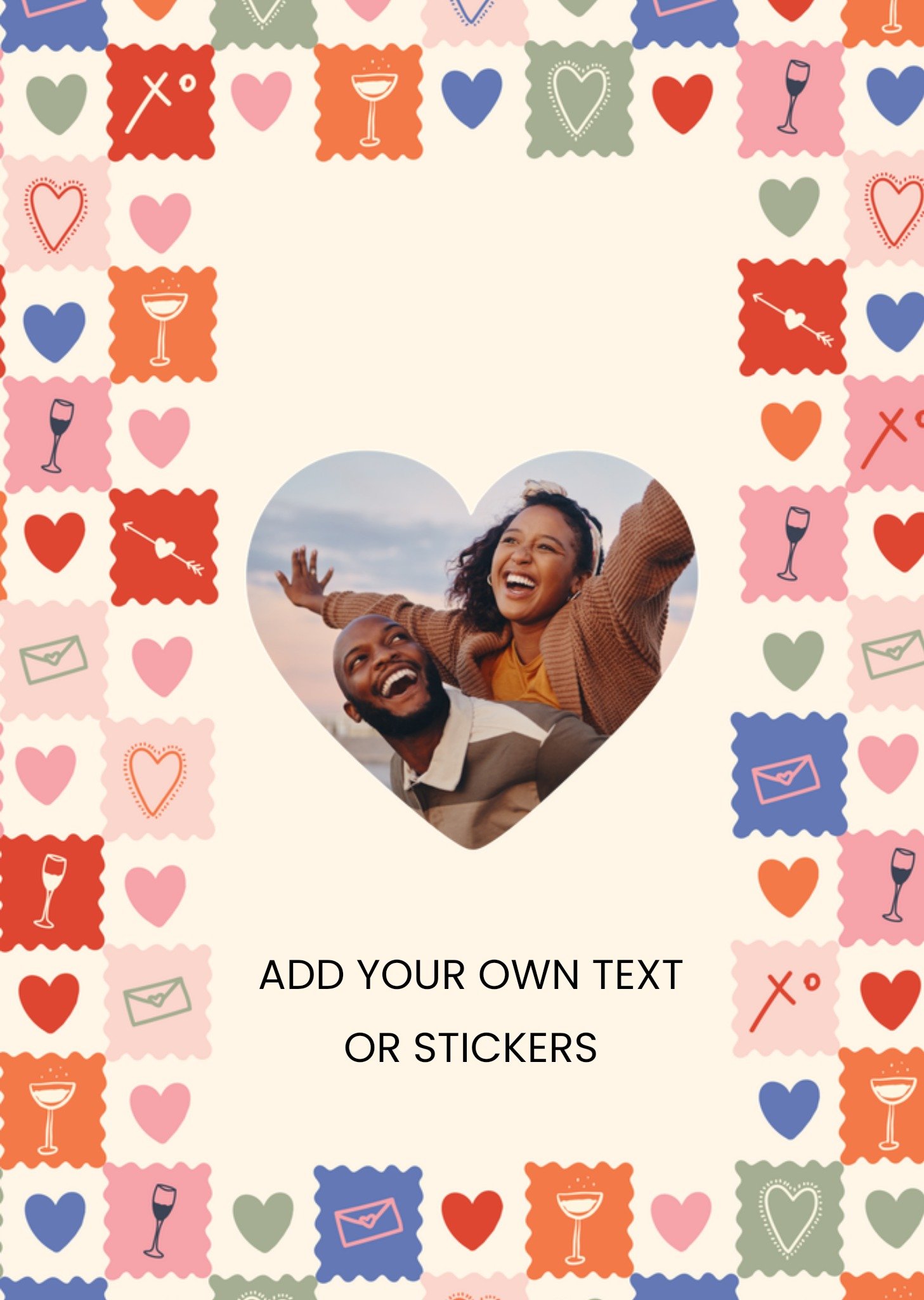 Moonpig Heart Frame Patterned Design Your Own Photo Upload Card