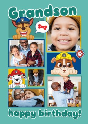 Paw Patrol Multiple Photo Upload Grandson Birthday Card