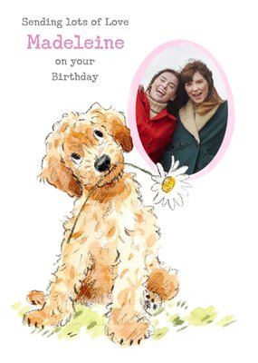 Cute Tradition Dog Illustration Photo Upload Birthday Card