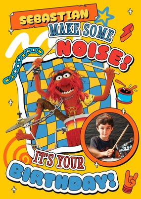 The Muppets Animal Make Some Noise Photo Upload Birthday Card