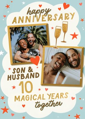 Happy Anniversary Son And Husband 10 Magical Years Photo Upload Card