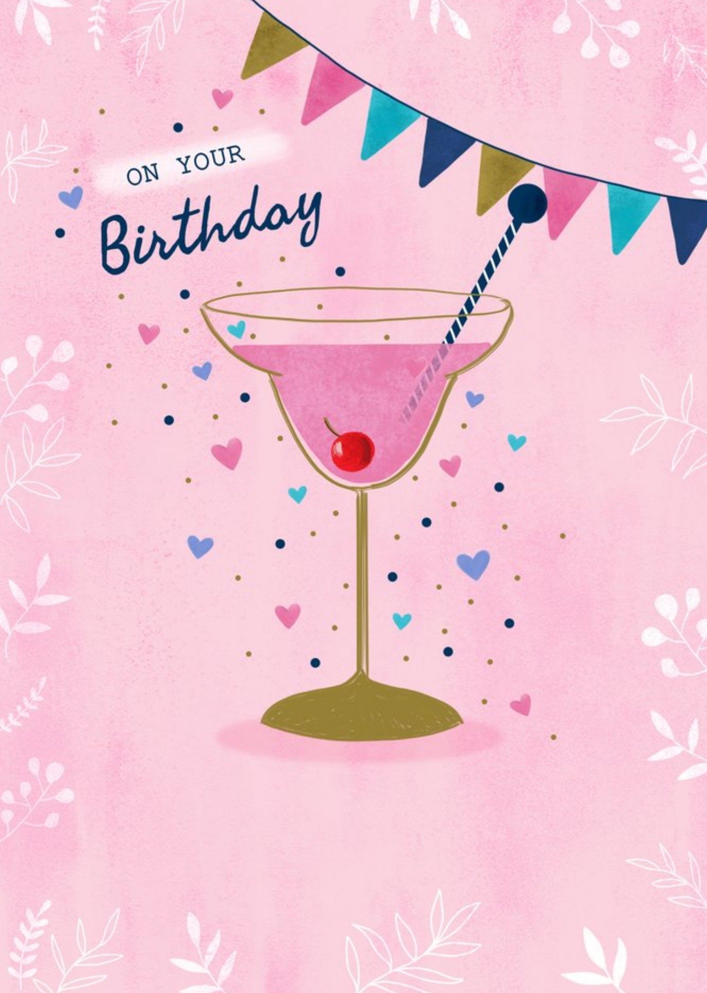 Moonpig Pink On Your Birthday Cocktail Card