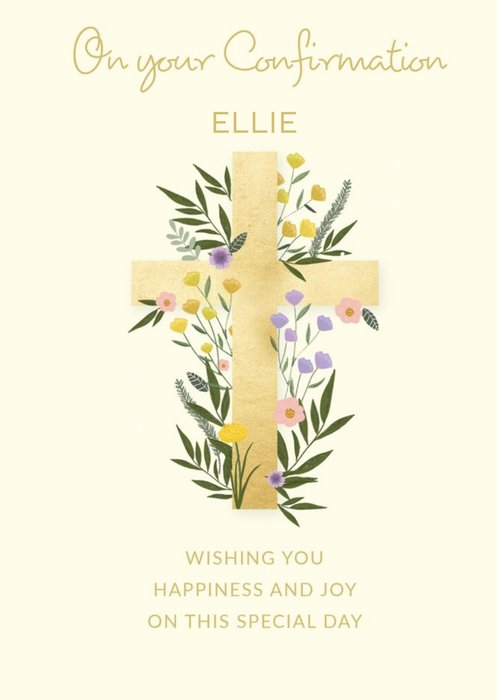 Paperlink Holy Cross Floral Confirmation Card