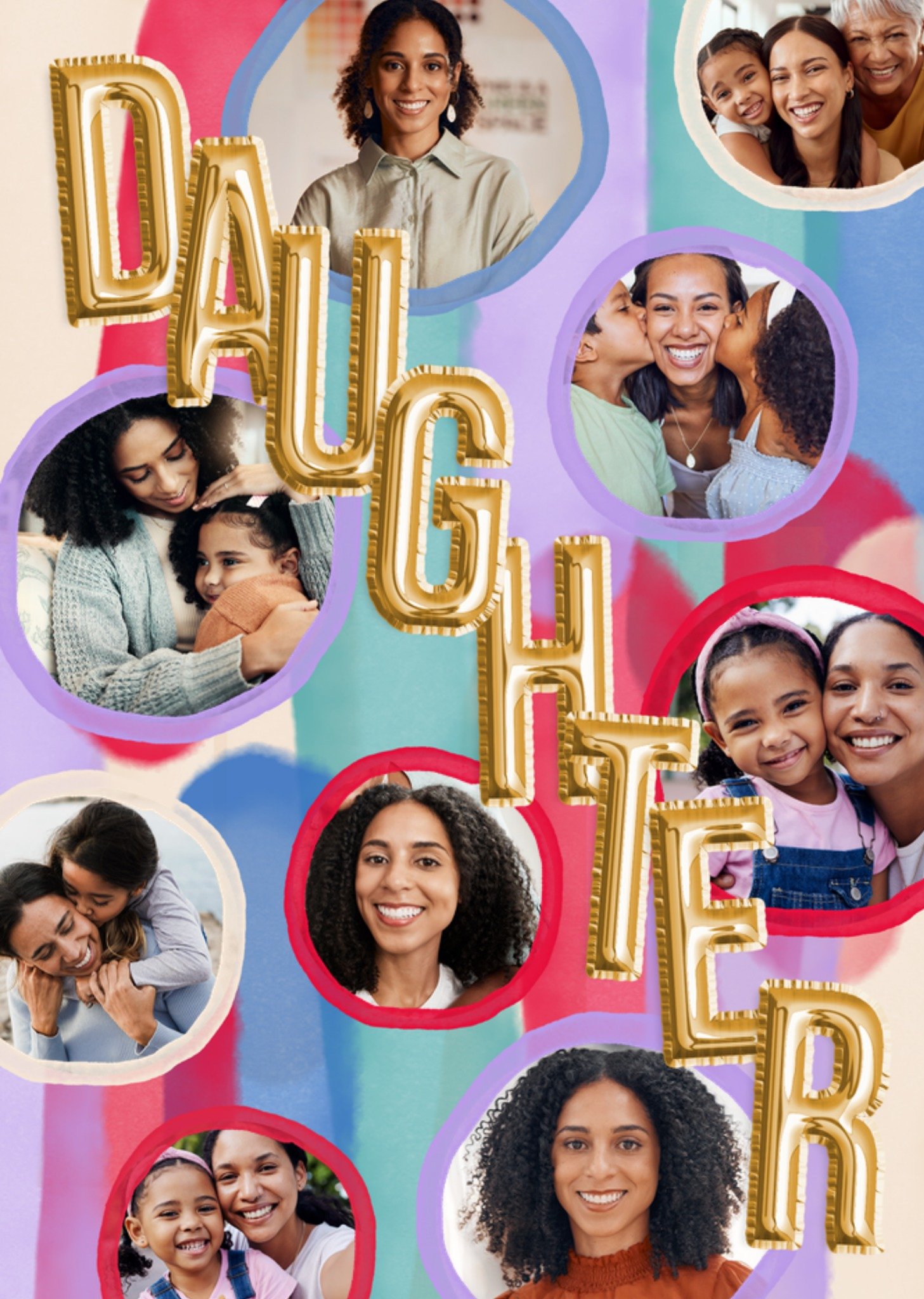 Moonpig Daughter Balloon Multicoloured Photo Upload Birthday Card