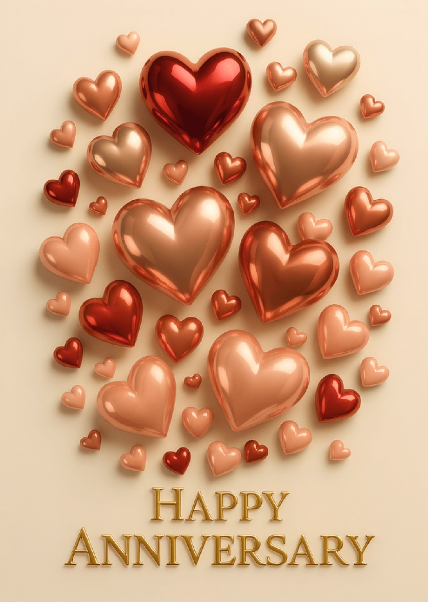 Moonpig Happy Anniversary Metallic Hearts Card