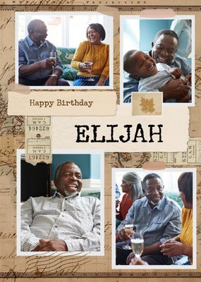 Vintage Photographic Map Photo Upload Birthday Card