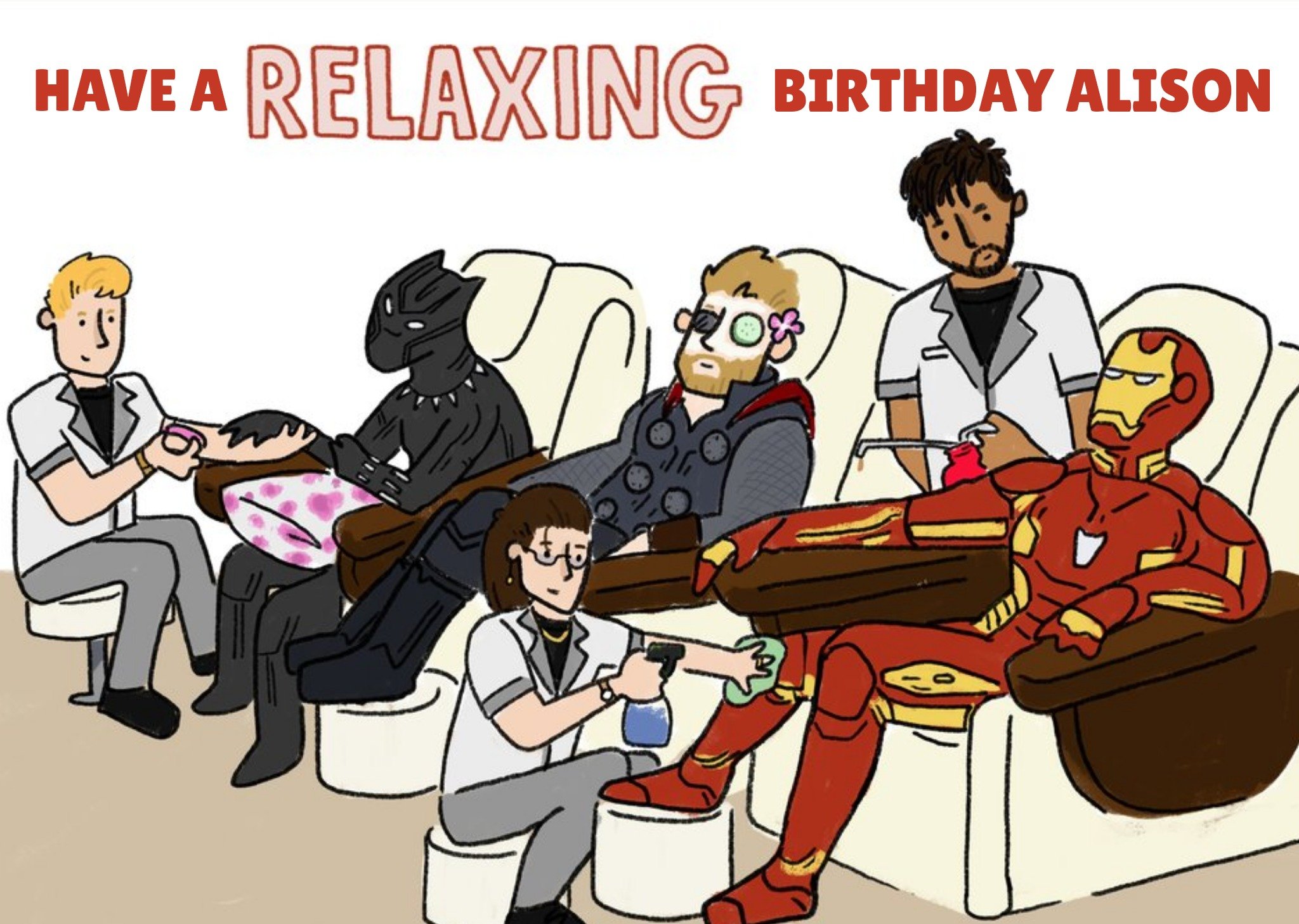 Marvel Comics Superhero Avengers Relax Funny Birthday Card