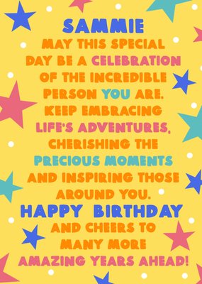 Vibrant Stars Amazing Years Ahead Words Birthday Card