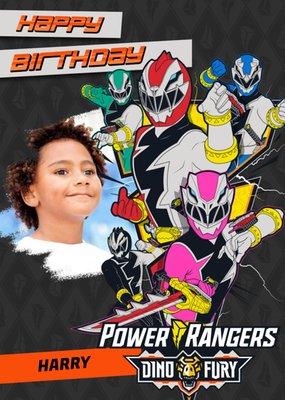 Power Rangers Dino Fury Photo Upload Birthday Card