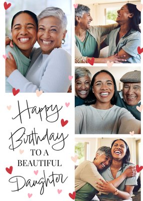 Beautiful Daughter Multiple Photo Upload Birthday Card