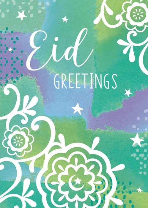 Green Floral Eid Greetings Card