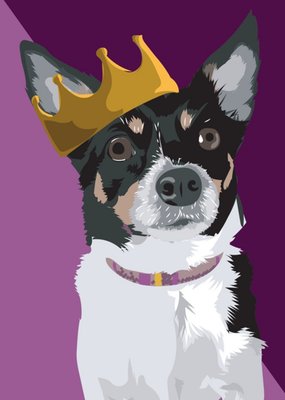 Illustrated Crown King Chihuahua Dog Card