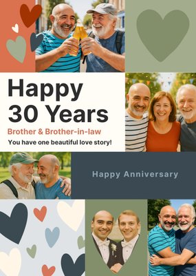 Brother & Brother-in-law Photo Upload 30th Anniversary Card