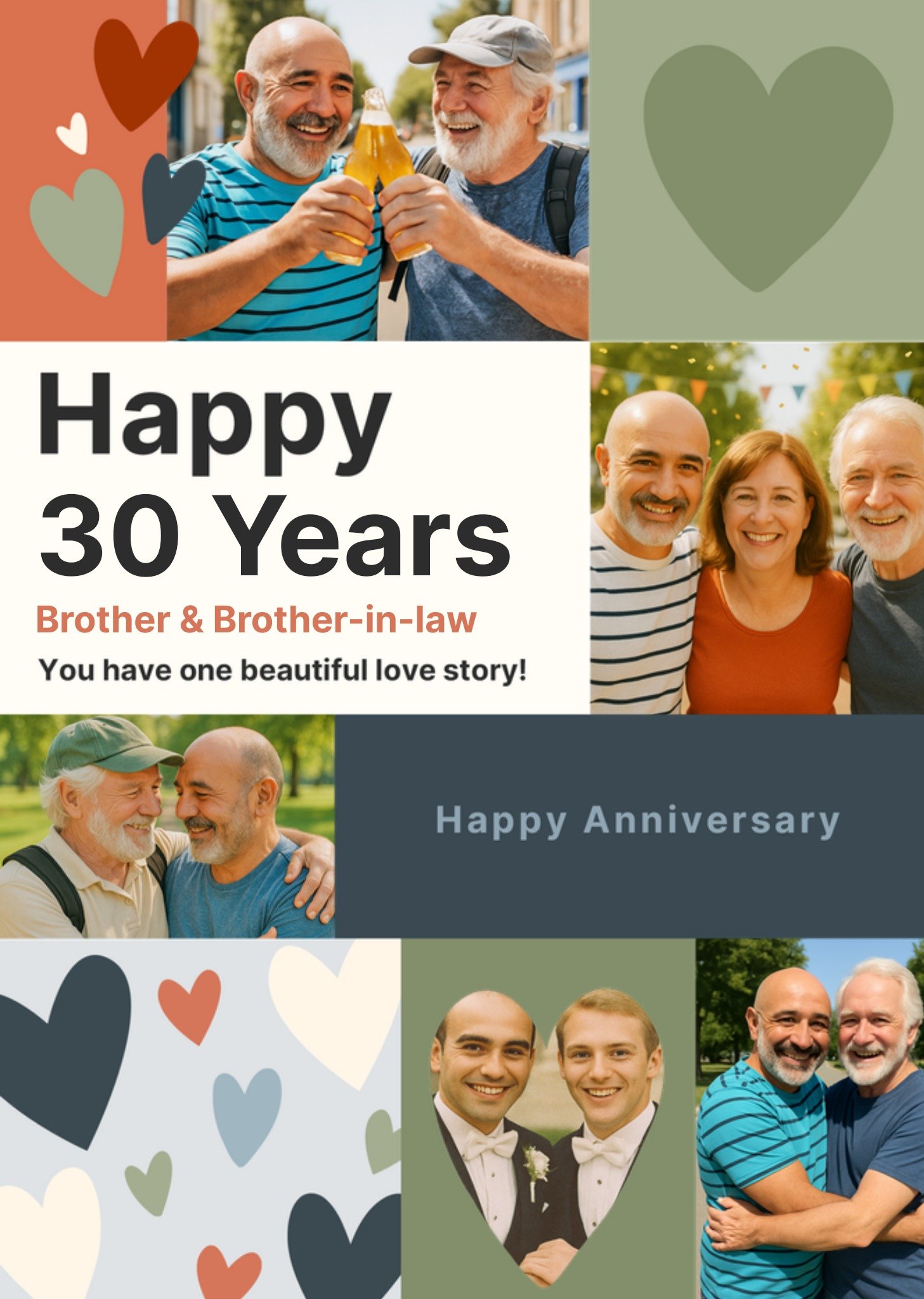 Moonpig Brother & Brother-In-Law Photo Upload 30th Anniversary Card