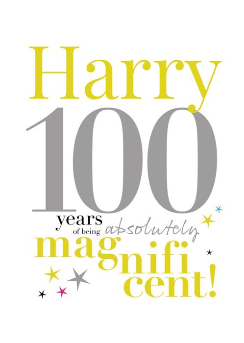 Papagrazi Bright Typographic 100th Customisable Birthday Card