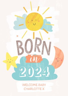 Cute Gender Neutral Born in 2024 New Baby Card