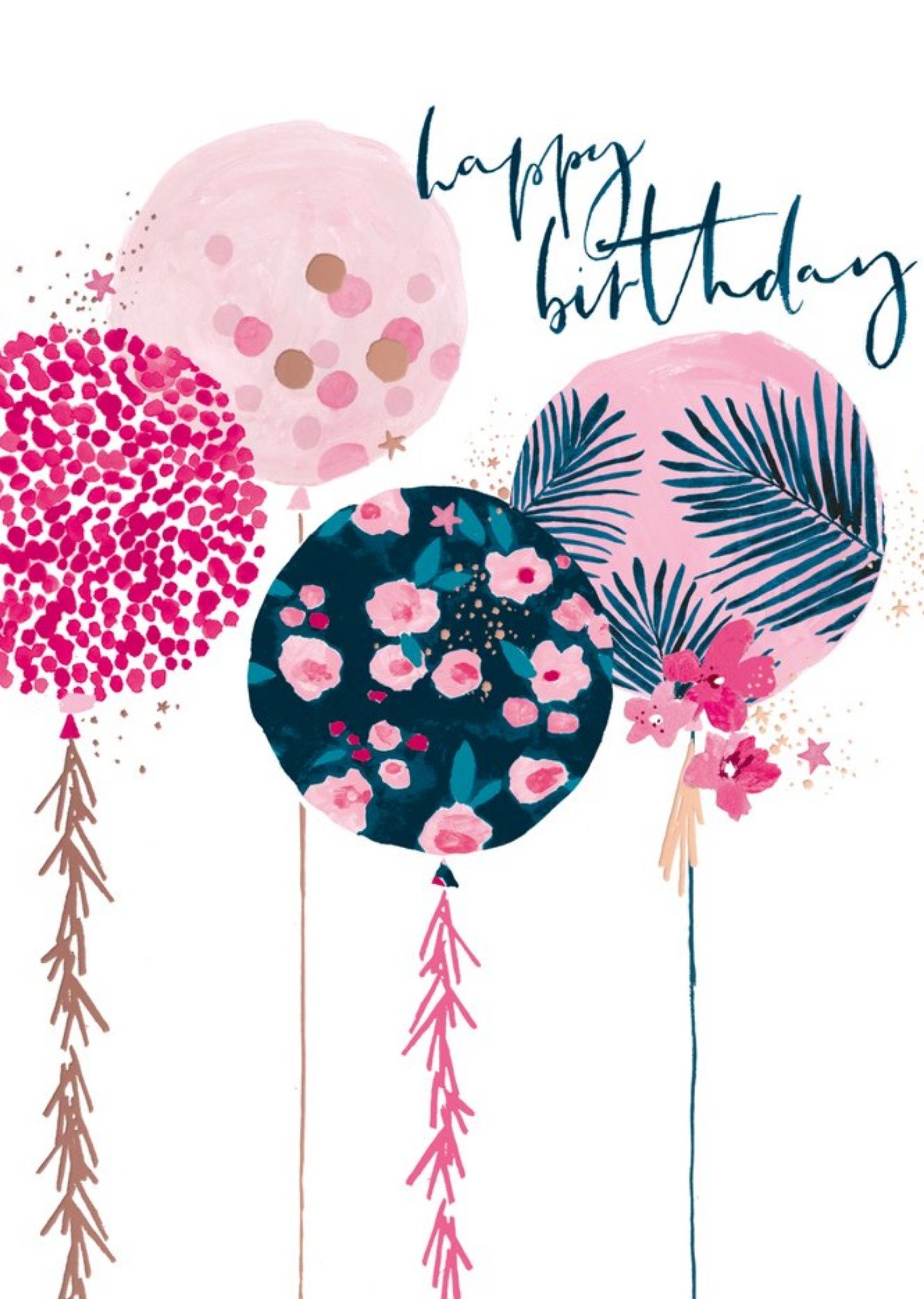 Moonpig Fun Pink Balloons Happy Birthday Card