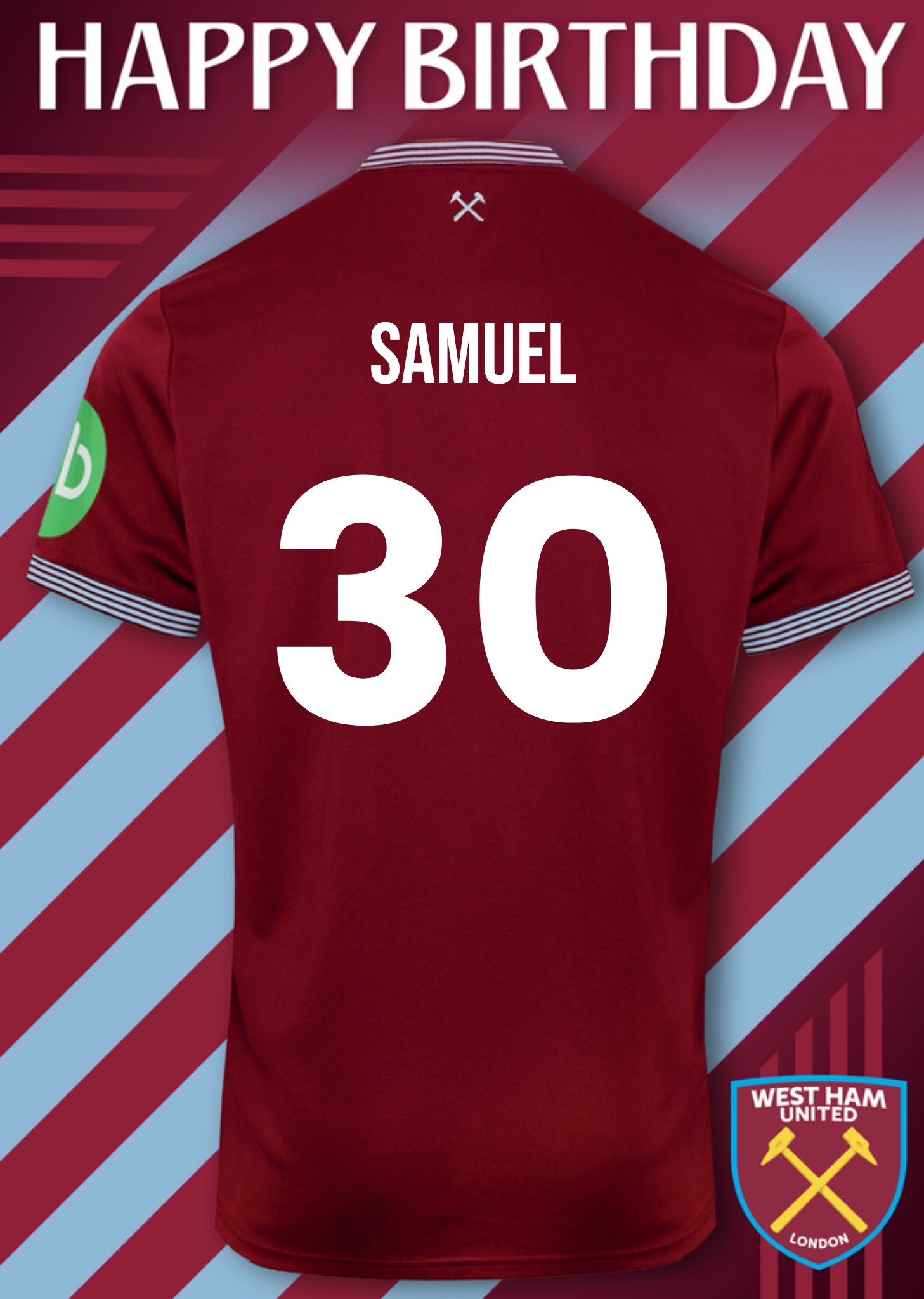 Moonpig West Ham United Birthday Card