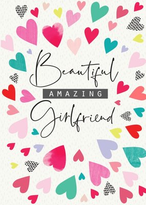 Modern Love Hearts Beautiful Girlfriend Anniversary Card