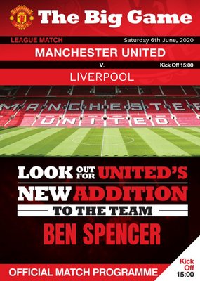 Manchester United FC Football Club Match Programme Birthday Card