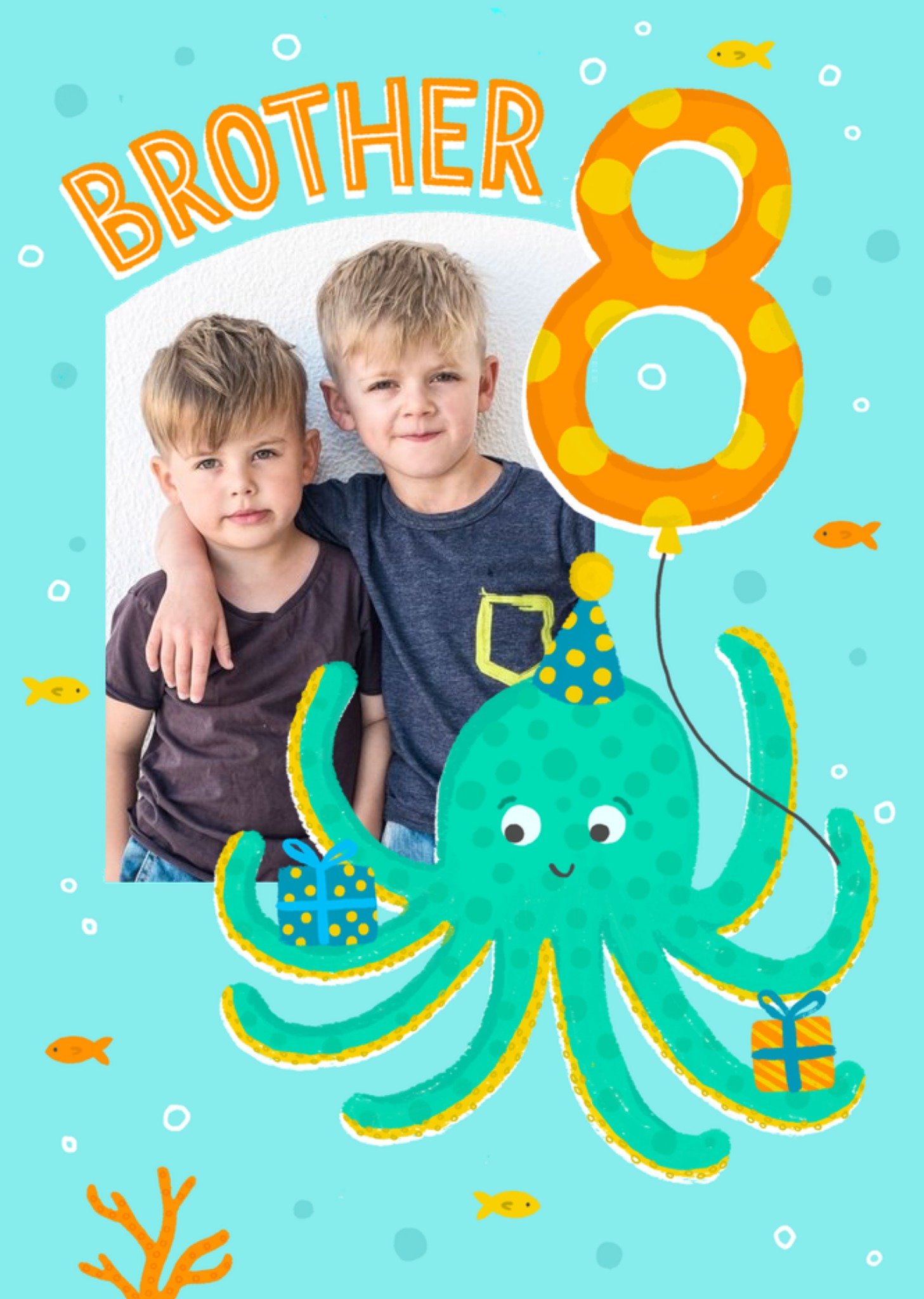 Moonpig Cute Octopus Brother 8th Birthday Card