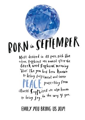 Born In September Personalised Birthday Card