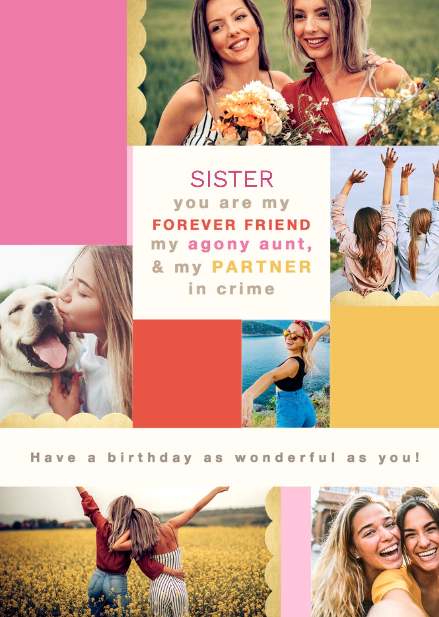 Moonpig Sister You Are My Forever Friend Block Multi Colour Photo Upload Birthday Card