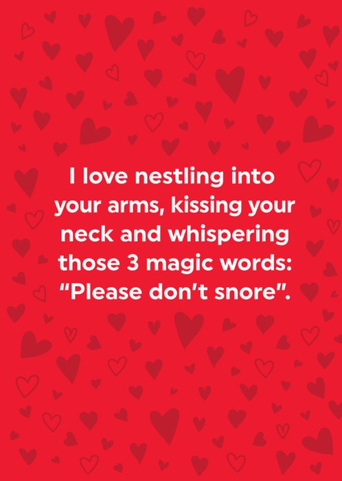 Brainbox Candy Please Don't Snore Humorous Typographic Valentine's Day Card