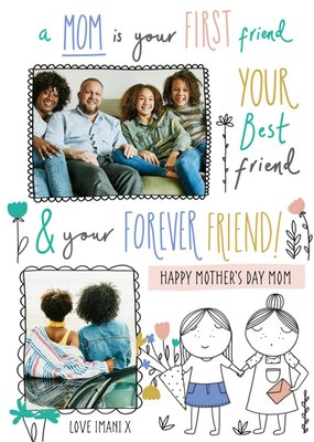 Mom Is Your First And Best Friend Personalised Mother's Day Card