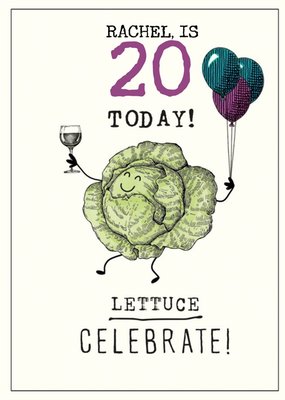 Funny Illustrative Lettuce Celebrate Personalised Birthday Card