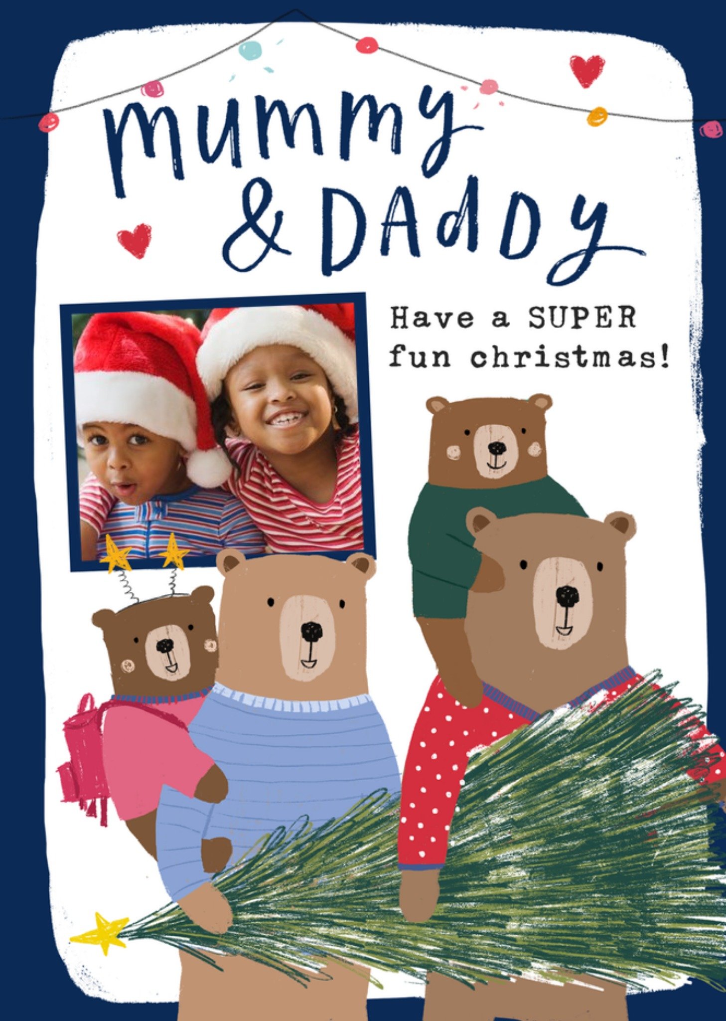 Moonpig Super Fun Christmas Mummy And Daddy Photo Upload Card