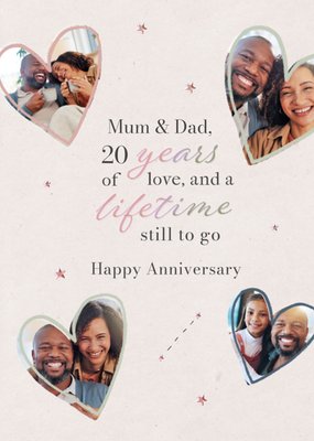 20 Years Of Love Photo Upload Mum & Dad Anniversary Card