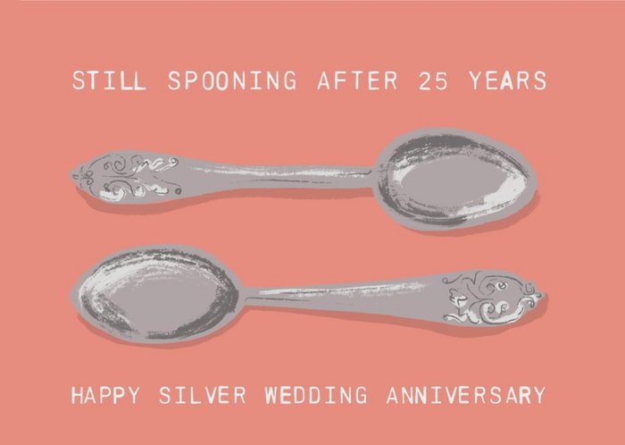 Katy Welsh Still Spooning After 25 Years Silver Anniversary Card