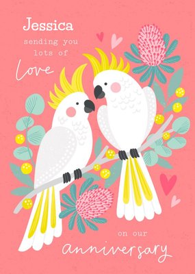 Sorcha Faulkner Illustrated Cockatoos Customisable Anniversary Card