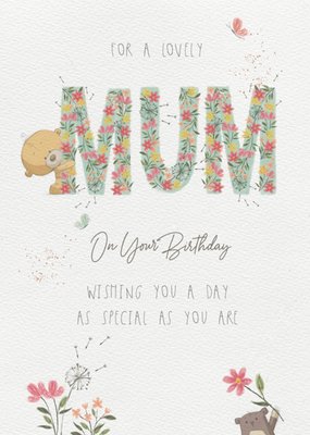 Uddle For A Lovely Mum On Your Birthday Illustrated Floral Birthday Card