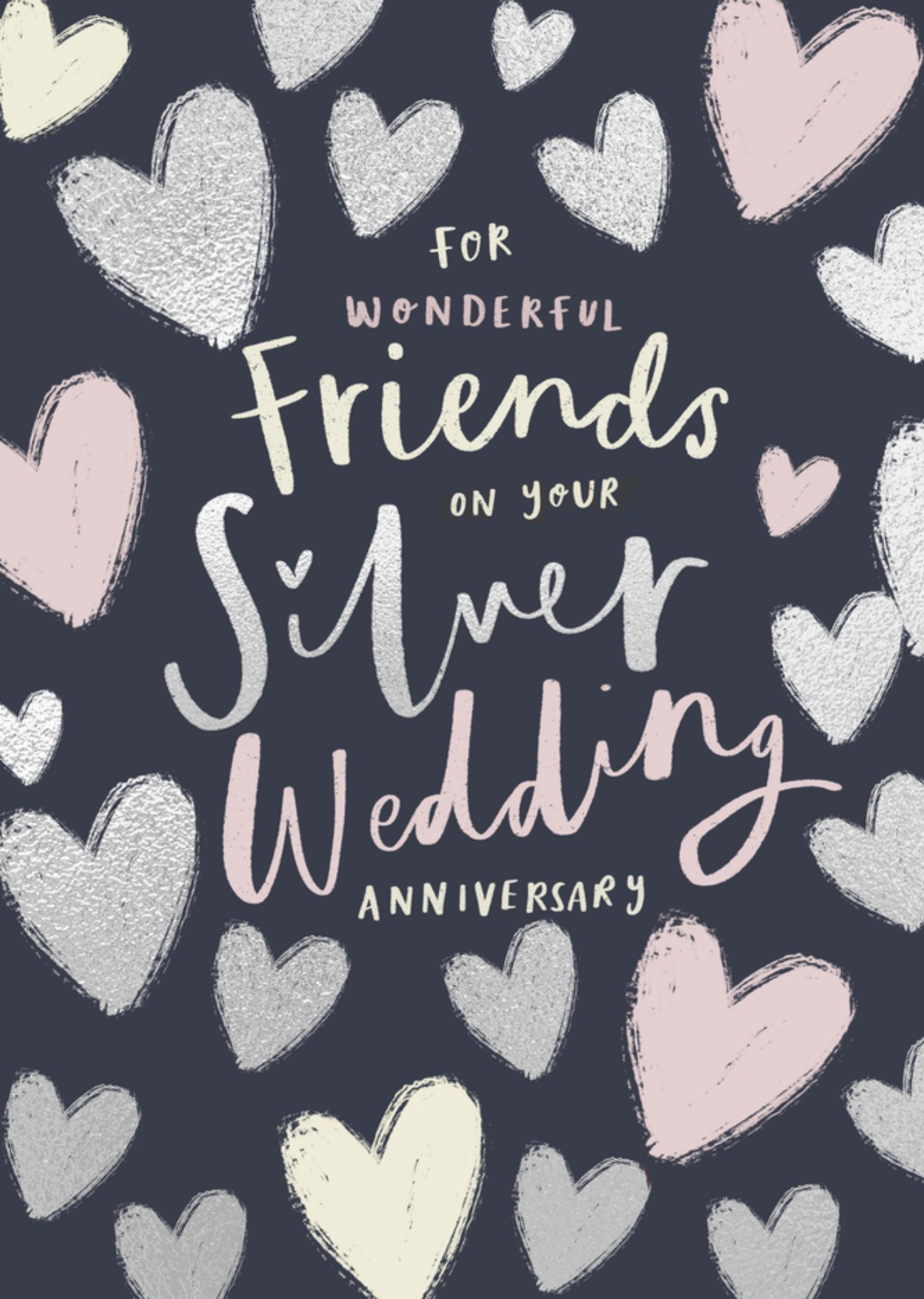 Moonpig Silver Wedding Anniversary Friends Illustrated Card