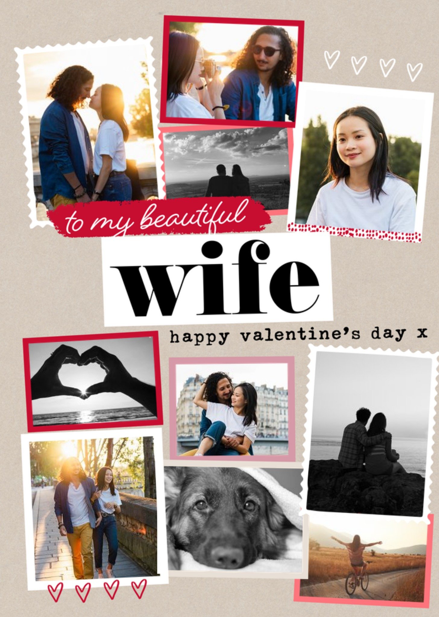Moonpig Modern Photo Upload Collage Happy Valntines Day To My Beautiful Wife Card