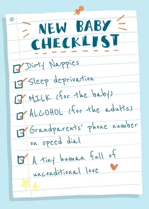 Funny New baby checklist Postcard