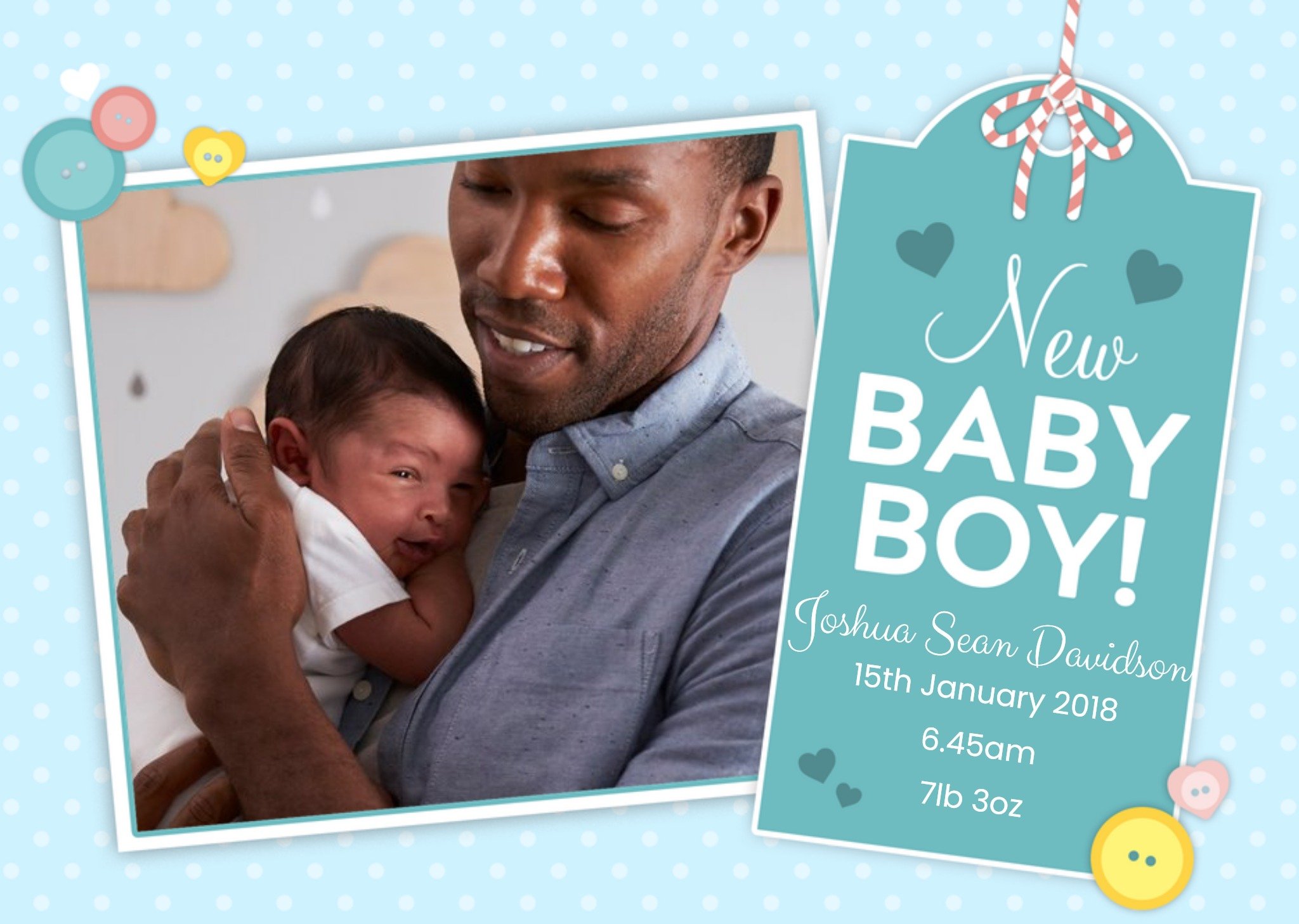 Moonpig New Baby Boy Blue Landscape Announcement Card