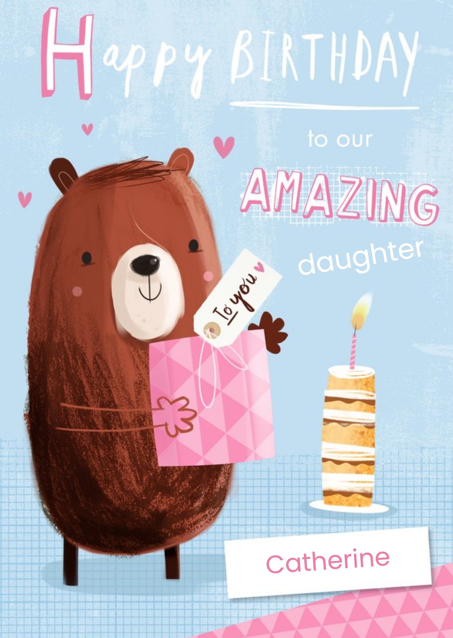 Moonpig Cartoon Bear Happy Birthday To Our Amazing Daughter Personalised Card