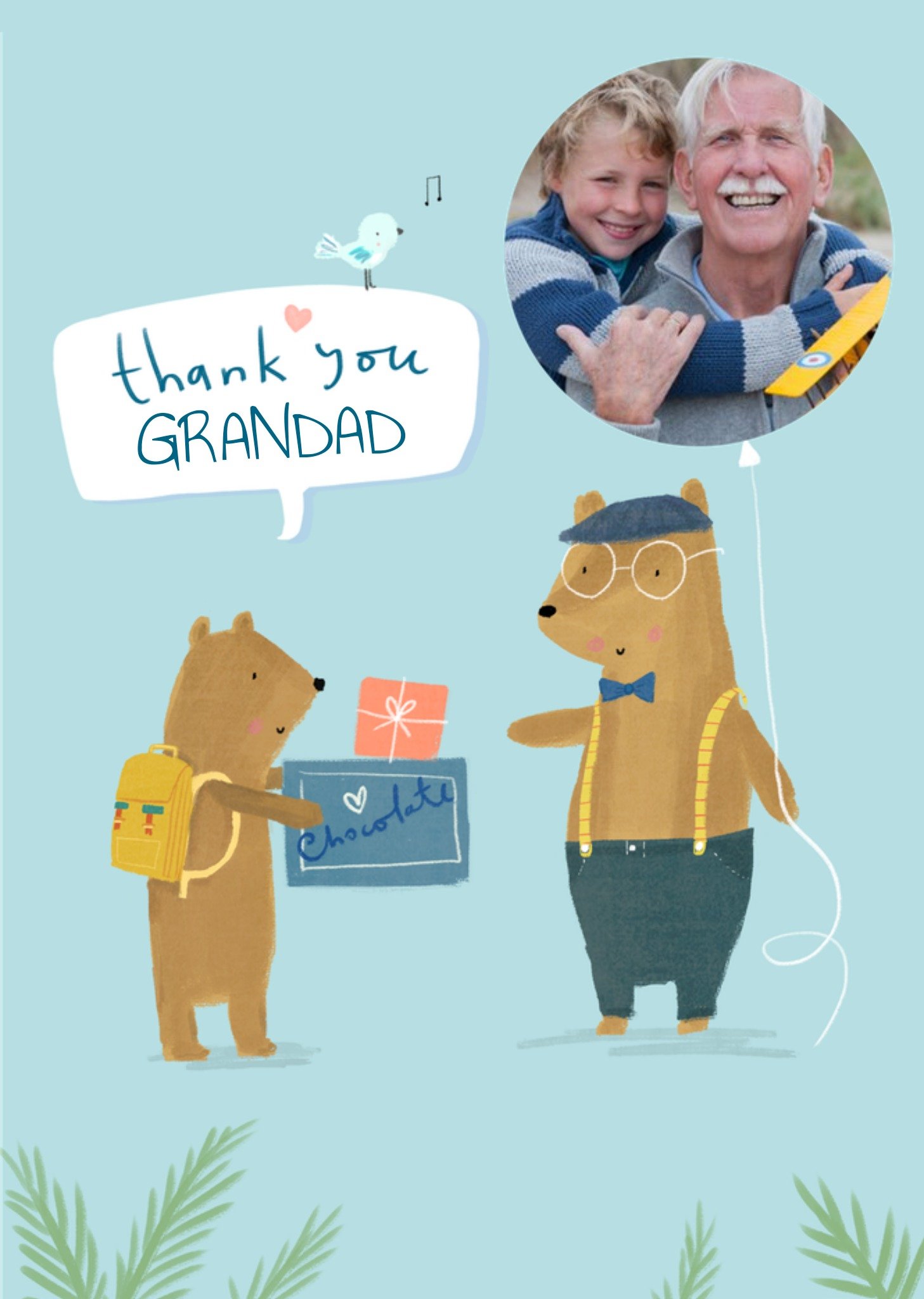 Moonpig Colette Barker Grandad Bear Photo Upload Thank You Card