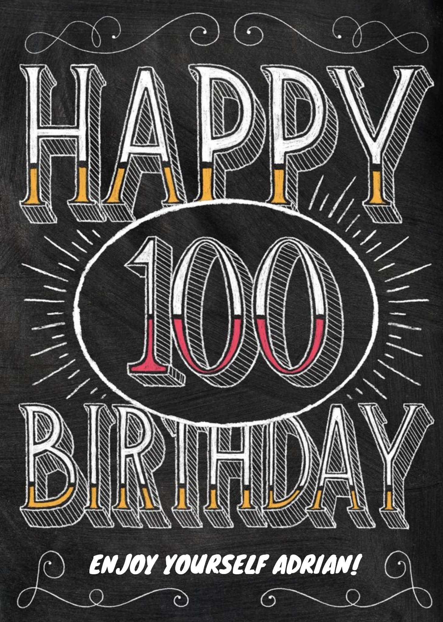 Moonpig Chalkboard Style Personalised Happy 100th Birthday Card