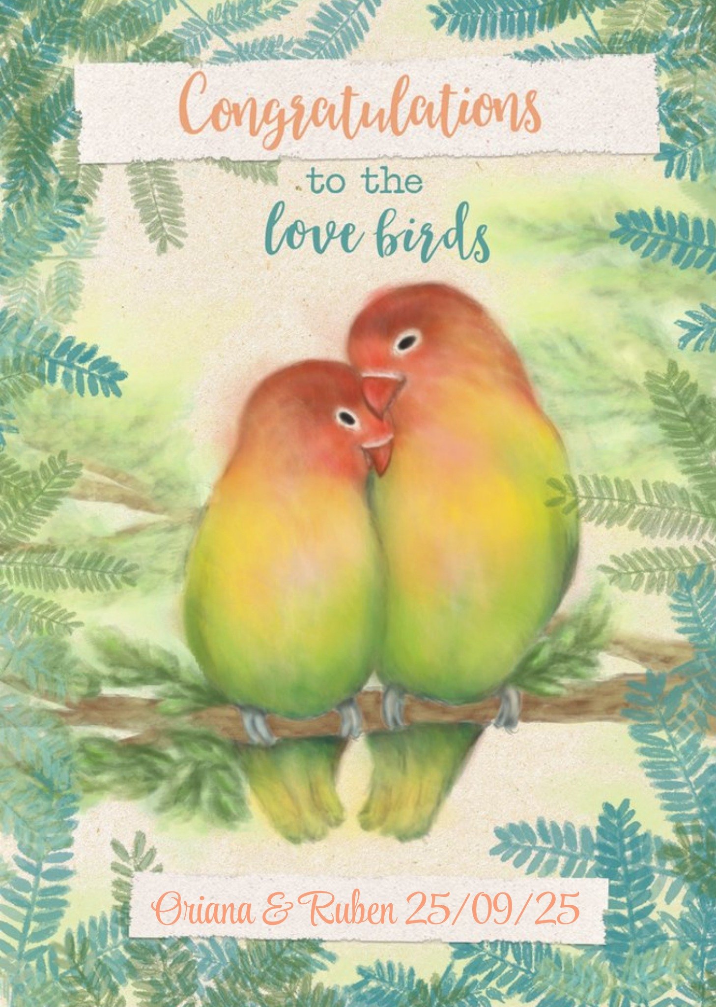 Moonpig Wedding Card - Congratulations - Love Birds - Wild Birds