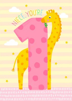 Cute Illustration Giraffe Niece You're 1