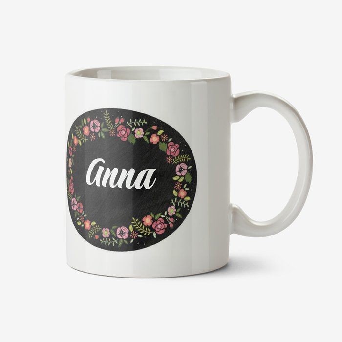 Floral mug - chalkboard mug